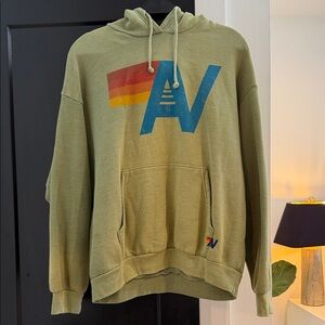 Aviator Nation Olive Hoodie with Multicolor Logo Men’s